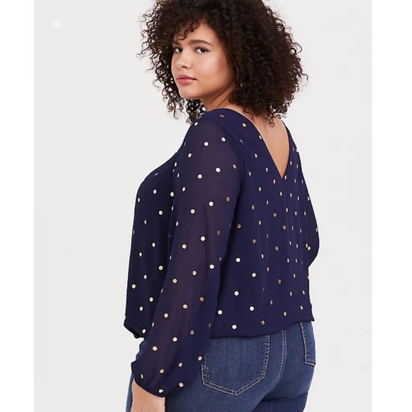 Torrid CHIFFON LATTICE BLOUSE 0 - Picture 3 of 6